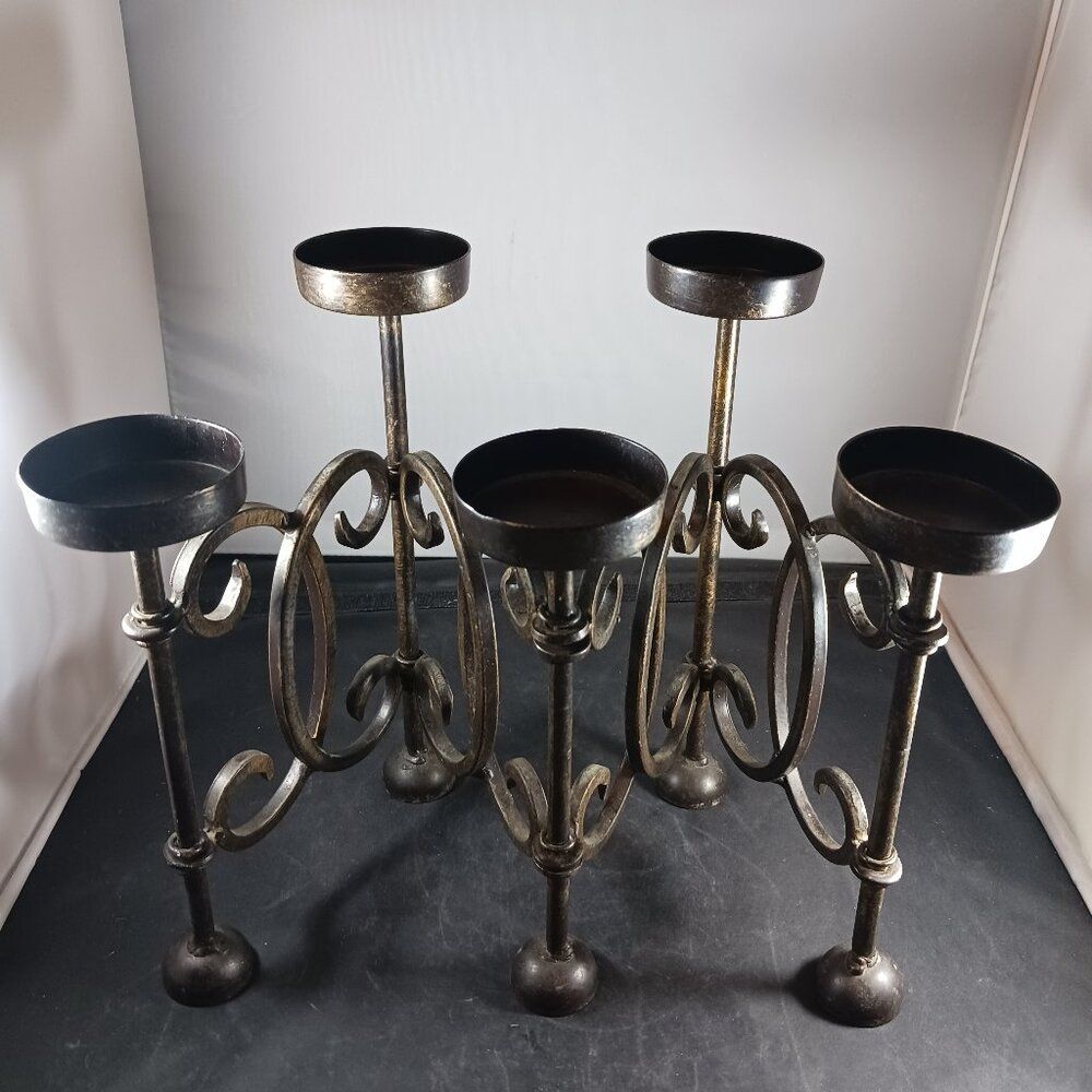 MCM Vintage Wrought Iron 5 Candle Holder